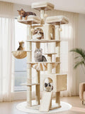 Smoky gray tall cat tower with metal hammock, condos and sisal posts – view 6