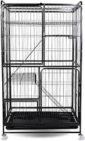 4-Tier Foldable Metal Cat Cage with Wheels, 53.5 Inch
