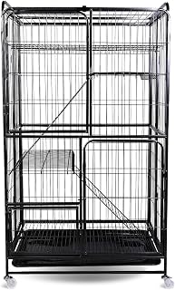 53.5-Inch 4-Tier Cat Crate with Wheels, Foldable Iron Cage