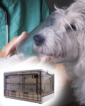 White pet nebulizer nest box with clear window on wheels