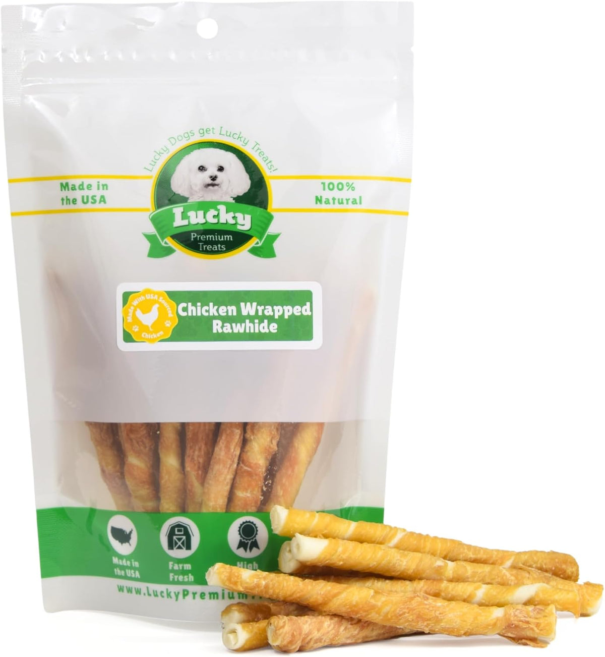 Bag of 120 chicken wrapped rawhide chew sticks for small dogs – view 2