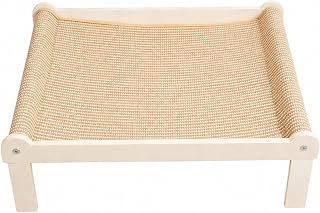 Elevated Cat Lounger with Scratching Board and Side Rails, 70CM, Robot Vacuum Friendly