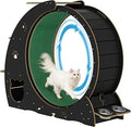 55" Multi-Cat Exercise Wheel with 3-Level Jumper, Scratching Pad and Silent TPE Spinner, Rest Area