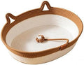 Cat Woven Nest Bed Basket with Raised Walls and Rope Ball Toy, Brown, Extra Large 60x45 cm