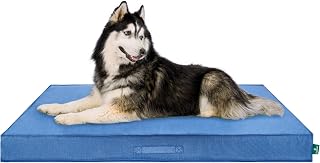 Furhaven Cooling Dog Bed, XXL Foam Mattress with Waterproof Liner and Removable Washable Cover, Blue, Jumbo Plus