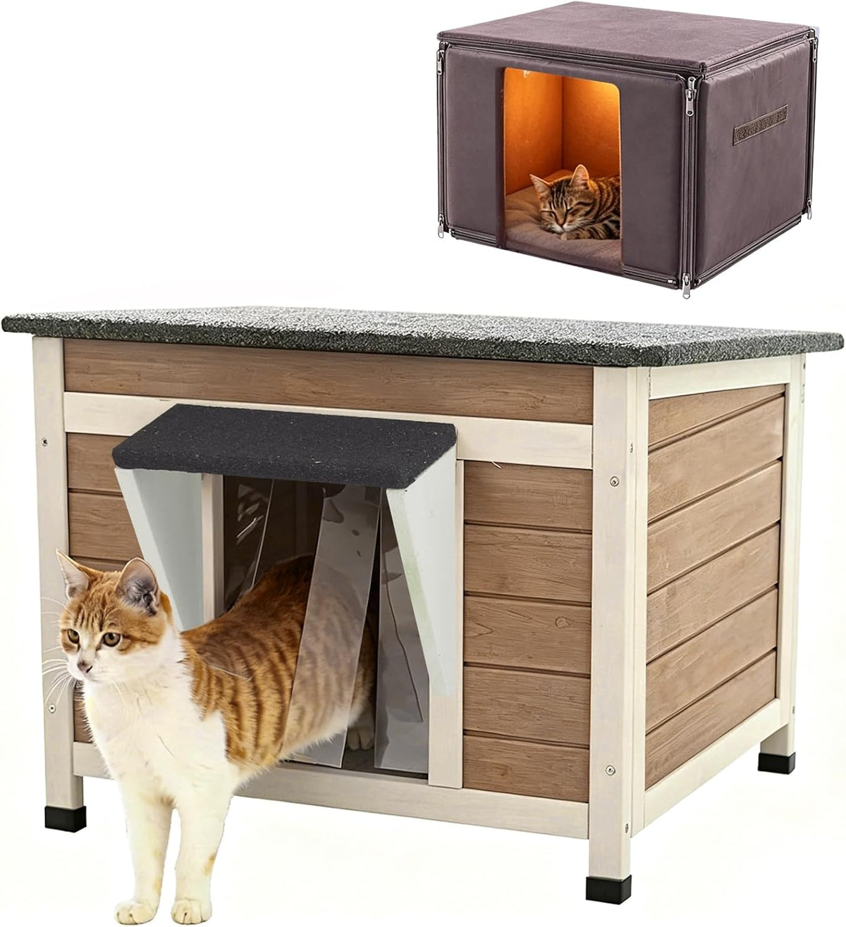 Outdoor cat house with insulated liner and heater for feral cats – view 7