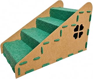 Felt Pet Staircase Climbing Ramp for Cats, Living Rooms and Reading Corners, Green Coffee