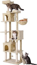 81.5-Inch Large Cat Tower, Multi-Level Cat Tree Condo, Beige