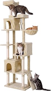 81.5-Inch Large Cat Tower, Multi-Level Cat Tree Condo, Beige