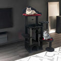 58 Inch Gothic Cat Tree with Coffin Bed, Scratching Posts and Hammock