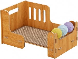 Sisal Cat Scratcher Lounge Bed with Scratching Board, Breathable, Size S