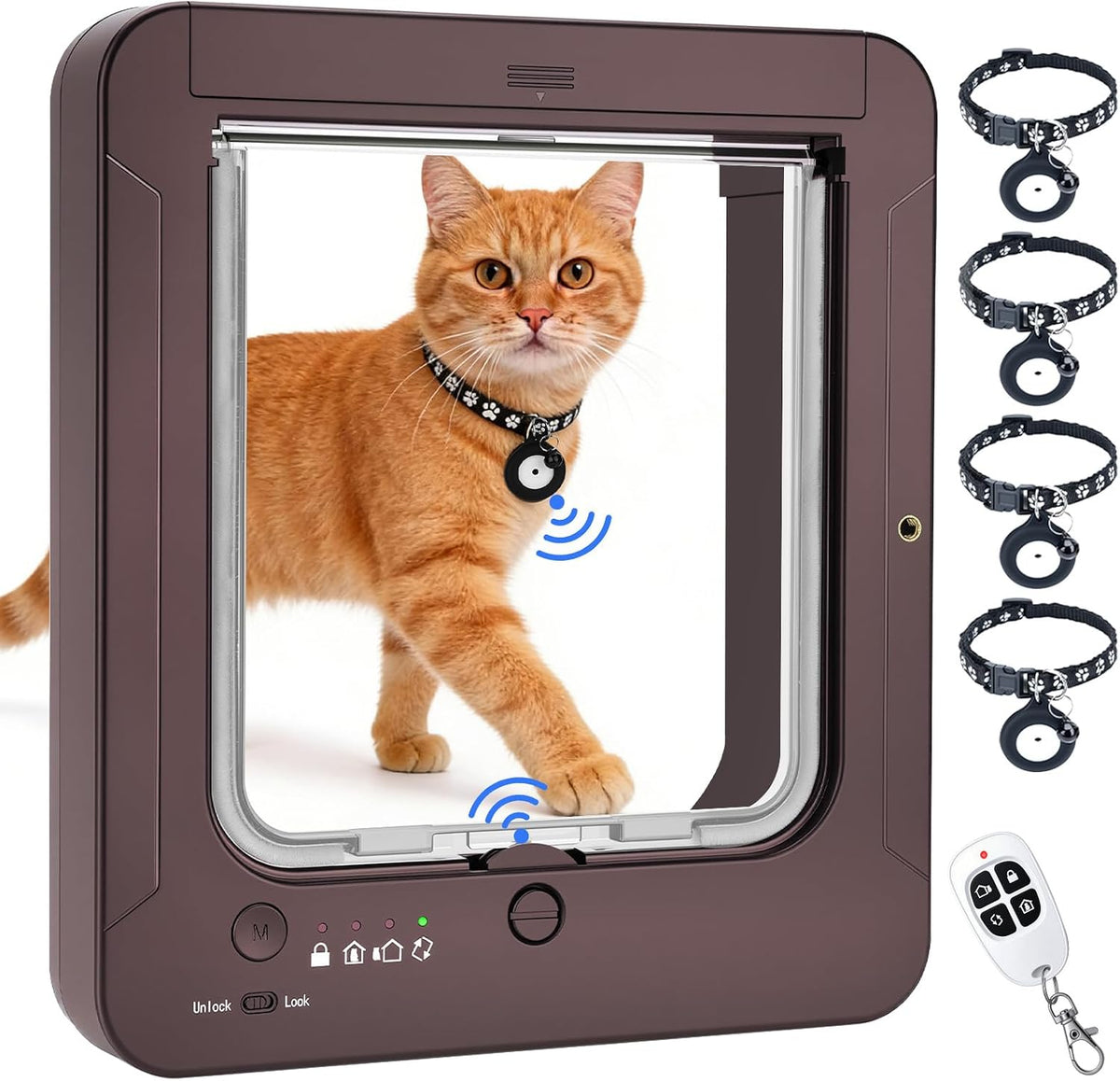 White RFID smart cat door flap with collar sensor keys – view 2
