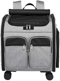 Oxford Wheeled Pet Carrier, Soft-Sided Foldable Cat Carrier, Gray