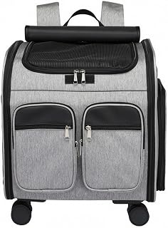 Oxford Wheeled Pet Carrier, Soft-Sided Foldable Cat Carrier, Gray