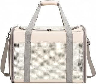 Foldable Pet Carrier with Mesh Panels, Adjustable Shoulder Strap, Padded Handle, for Everyday Trips