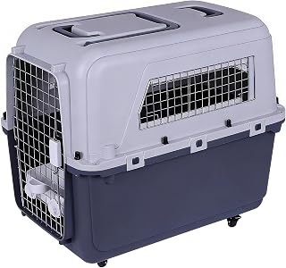 Large Dog Crate Pet Carrier, 33 Inch, with Storage Compartment