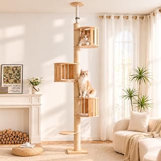 Floor-to-Ceiling Cat Tree, Adjustable 8.2-9.9 ft Tension Tower