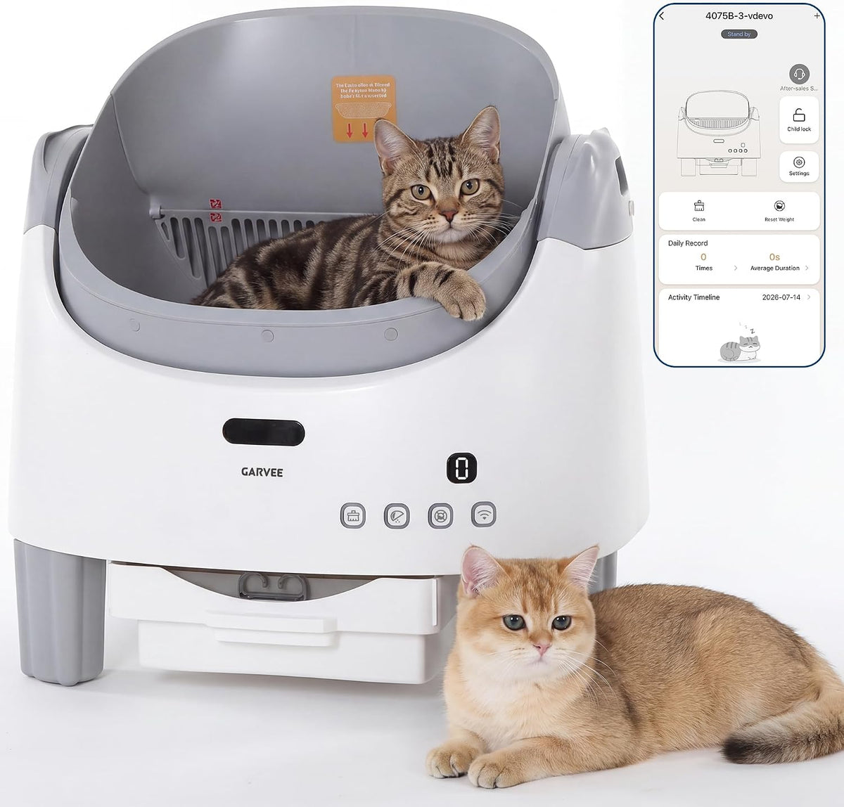 Smart self-cleaning cat litter box for multi-cat homes