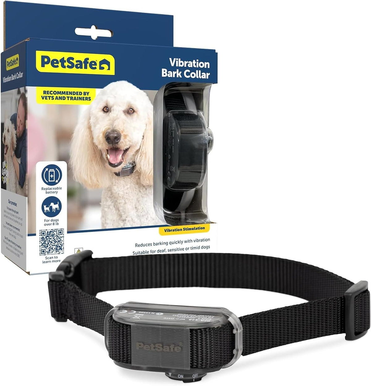 Vibration bark collar for dogs with receiver box and two contact points