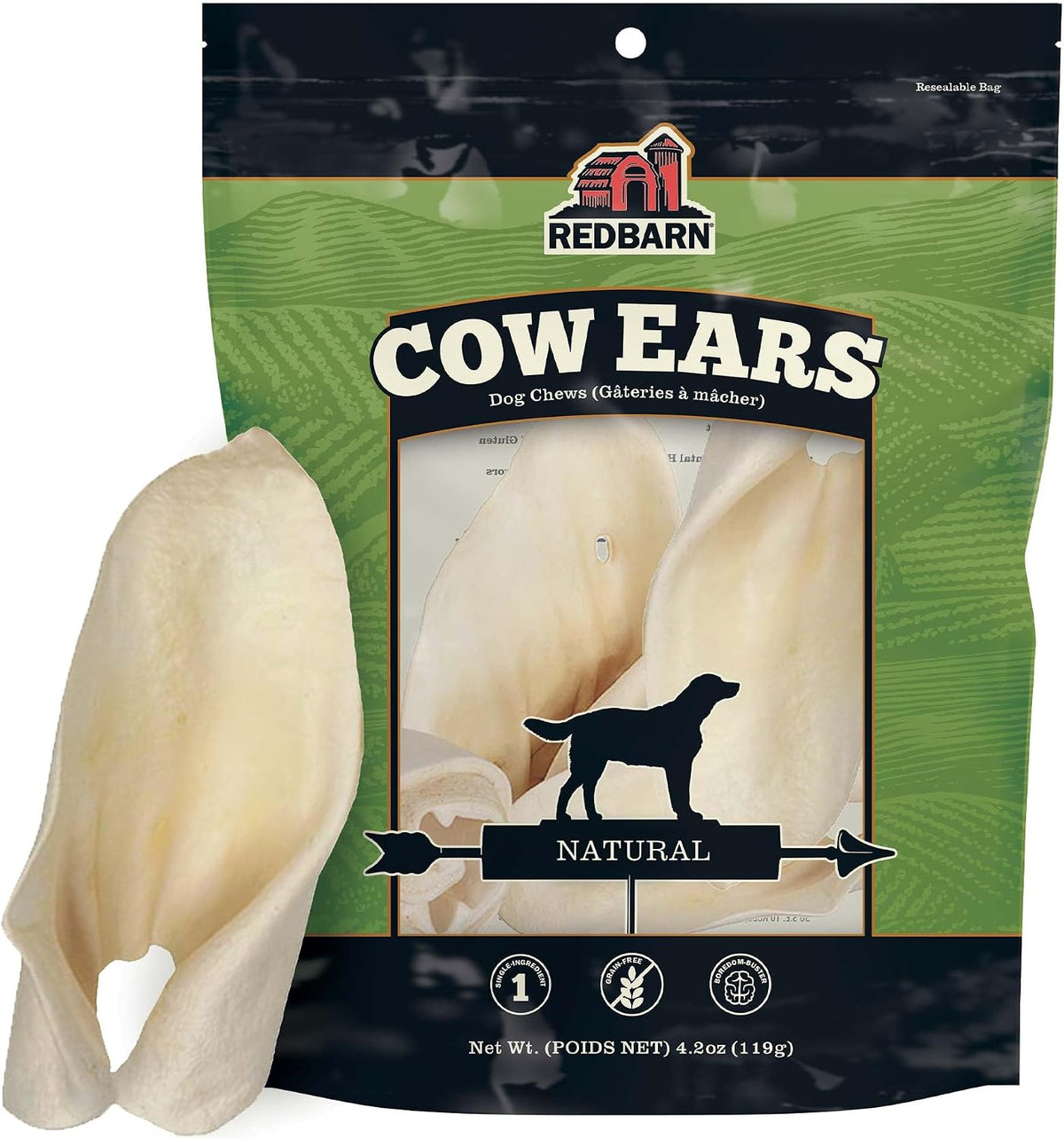 Pile of whole beef cow ear dog treats – view 4