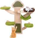 PETSITE 71 Inch Tree-Like Wall-Mounted Cat Shelves with Sisal Scratching Post, Perches, Hammock, Bed and Washable Cushions