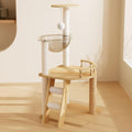 Tall floor to ceiling wood cat tree with condo cave bed, hammock and scratching post – view 4