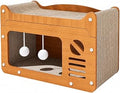Wooden Cat House with Scratcher and Sleeping Compartment, Size L