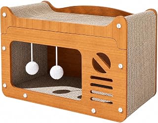 Wooden Cat House with Scratcher and Sleeping Compartment, Size L