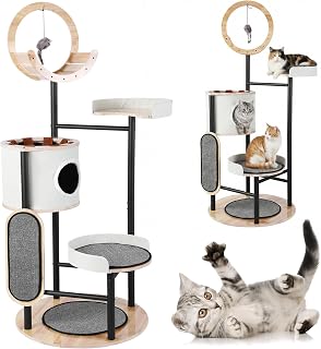 66 Inch Cat Tower with Dangling Ball, Platform and Hammock
