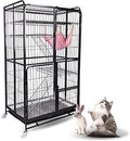 53.5 Inch 4-Tier Foldable Cat Cage with Metal Wire Frame and Wheels