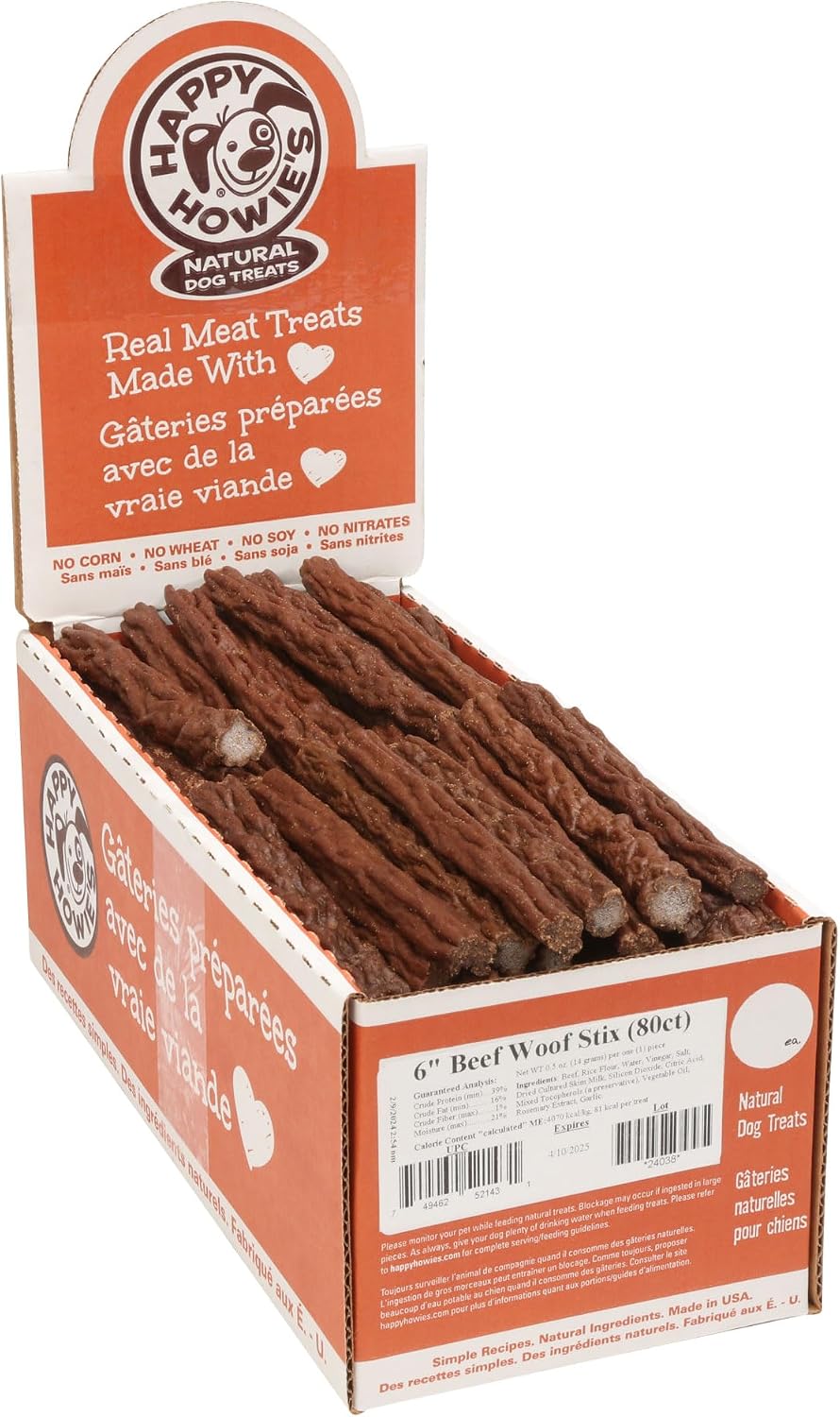 Pack of 80 beef stick dog treats
