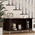 Cat Litter Box Enclosure with Scratch Pad and Sliding Door, 38.5 Inch Hidden Cabinet, TV Stand and Side Table Style, Dark