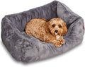 Small dark grey faux rabbit fur dog bed with raised sides