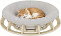 Elevated Round Wooden Cat Bed with Removable Cushion, Gray, 20 Inch