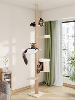 10.2 ft Floor-to-Ceiling Cat Tree for Large Cats, Tall Cat Tower