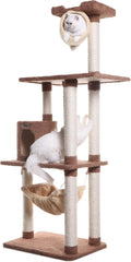 70 inch real wood cat tree with scratching posts and multiple levels