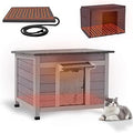 Heated Outdoor Cat House, Weatherproof Insulated Feral Cat Shelter with Heated Pad, Thermal Liner and Chewproof Cable