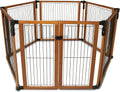 Six panel indoor pet gate set up as a puppy playpen