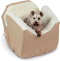 Black quilted elevated dog booster car seat on a vehicle back seat – view 4