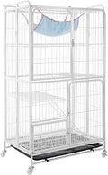4-Tier Metal Wire Cat Playpen Enclosure for Indoor Use with 360 Degree Wheels