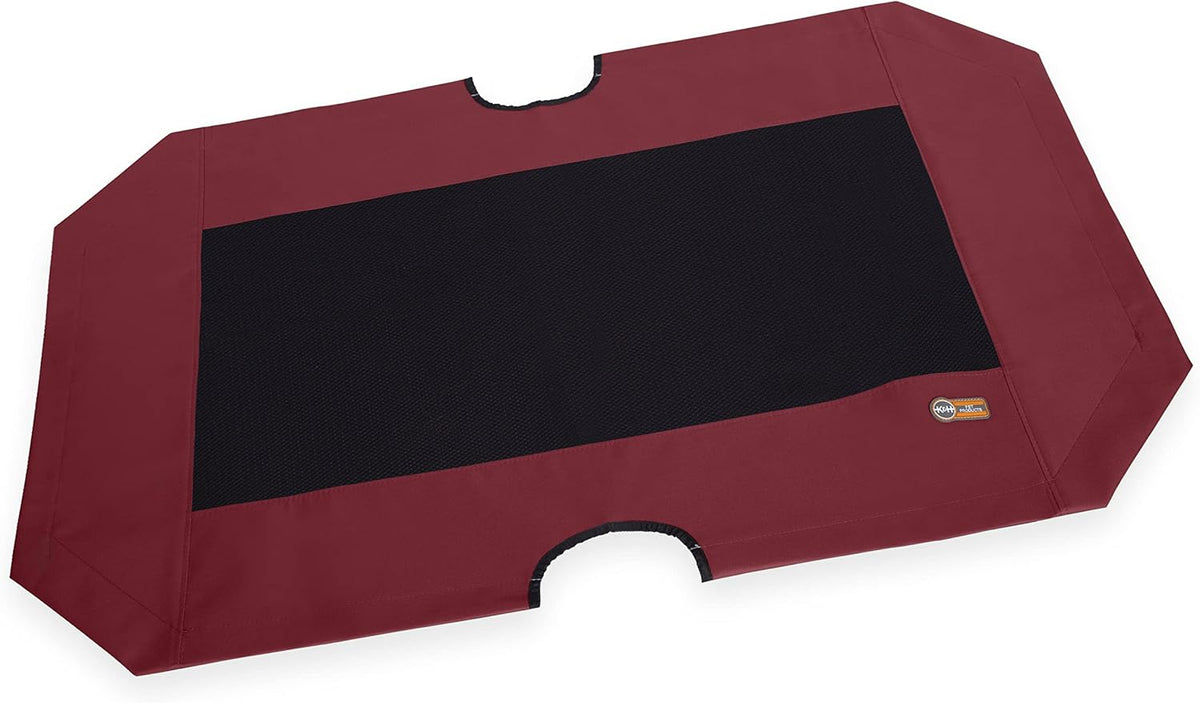 Red and black replacement fabric cover for an elevated pet cot
