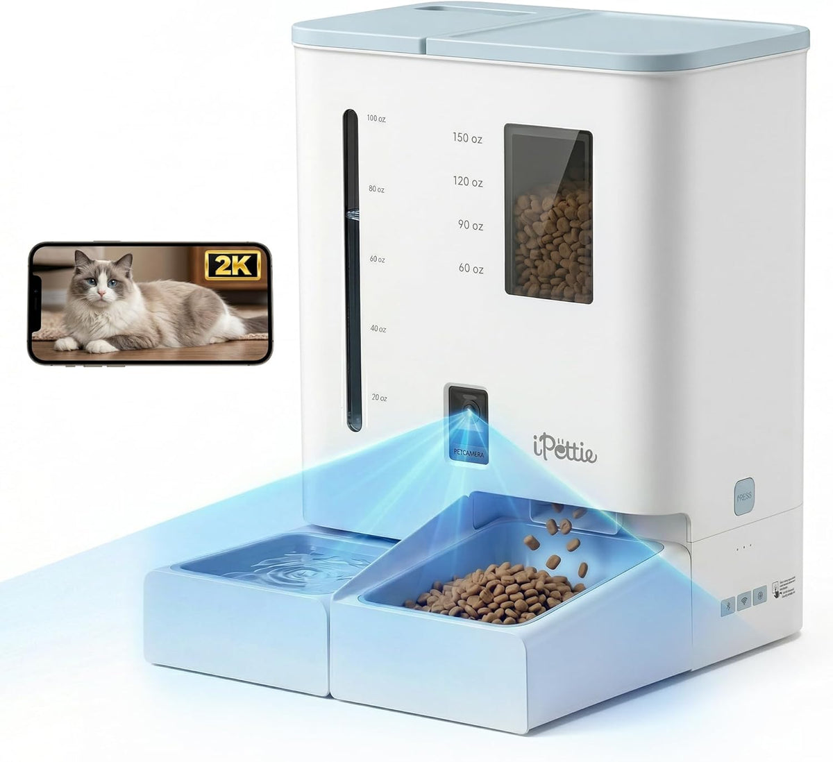 Automatic cat feeder and water dispenser with camera