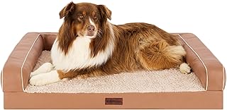 Furhaven Orthopedic Dog Sofa Bed, Memory Foam Couch with Bolsters, Water-Resistant Washable Cover, Camel, Jumbo