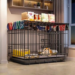 Metal Cat Cage on Wheels, Cat Kennel Playpen, 50 x 33 x 38 cm