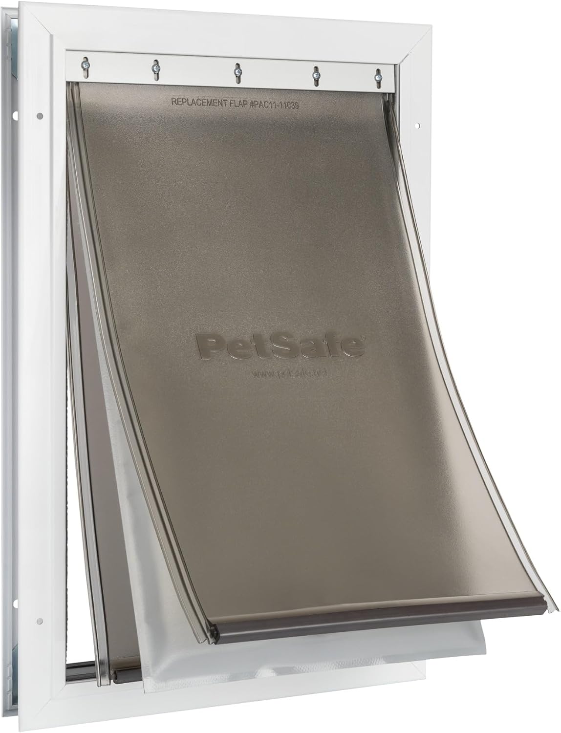 Large aluminum dog door with three insulated flaps