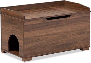 Baxton Studio Mariam Modern Walnut Brown Wood Cat Litter Box Cover House