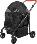 Folding 4-Wheel Cat Stroller with Removable Carrier