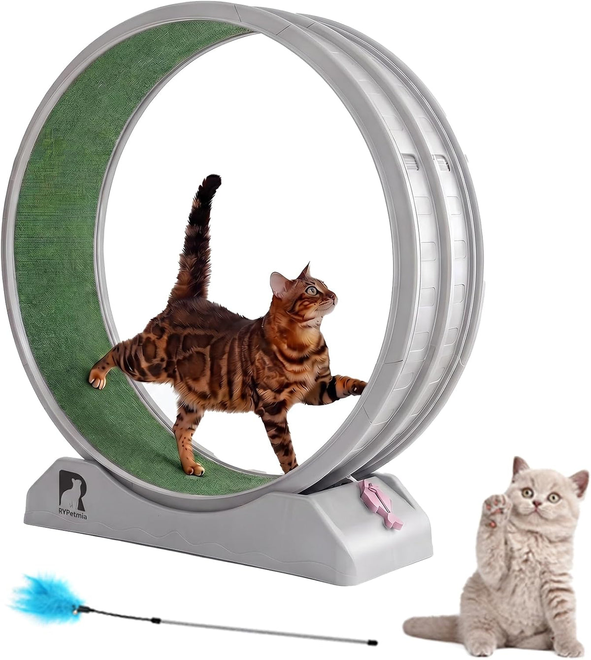 47.2 inch indoor cat exercise wheel with carpeted runway – view 3