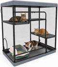 Extra large metal catio cage with three tiers of perches