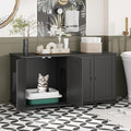 Large litter box enclosure cabinet with magnetic doors and cat hole – view 2